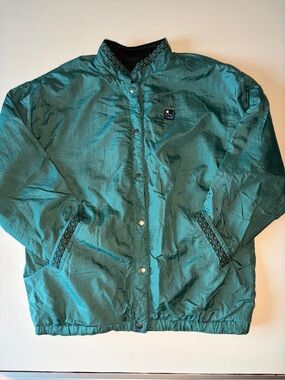 Vintage teal green black reversible ski jacket fleece windbreaker men’s medium